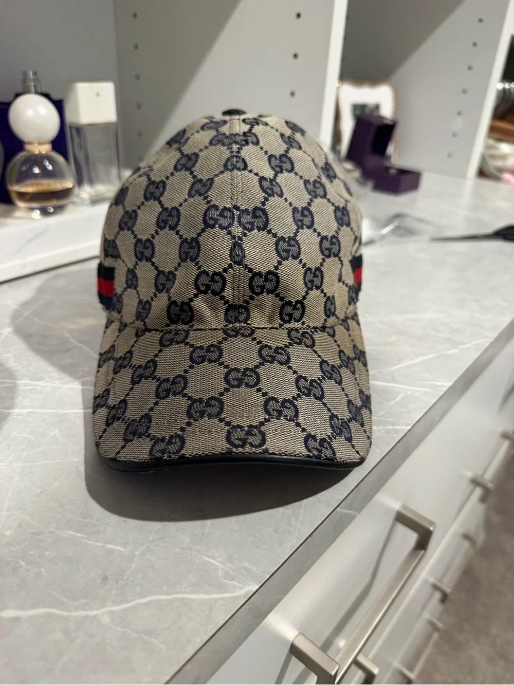 Gucci Men's GG Supreme Canvas Baseball Cap - Beige/Blue